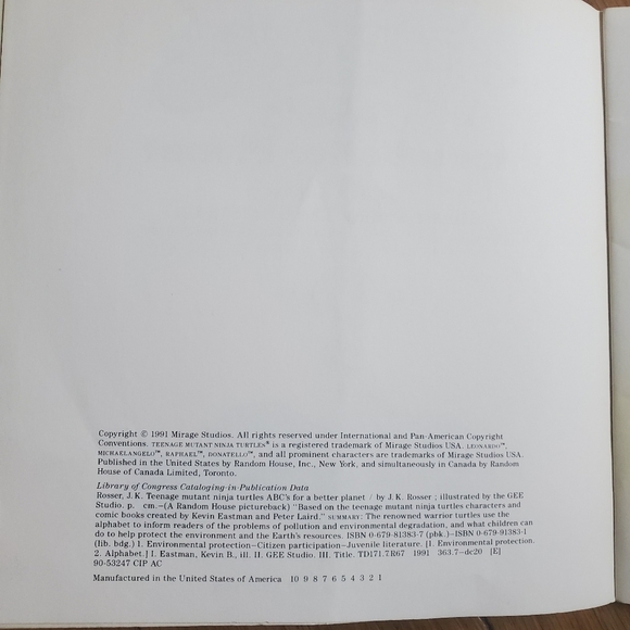 Teenage mutant ninja turtles ABC's for a better planet paperback childrens‎ book - Picture 3 of 7